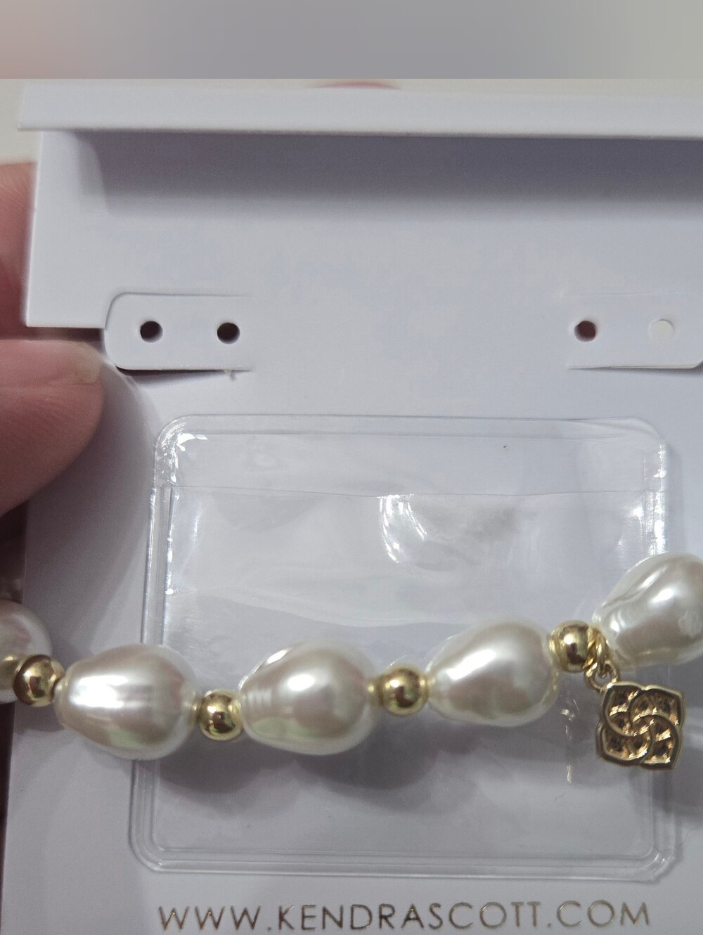 Kendra Scott Jovie Gold Beaded Delicate Chain Pearl Bracelet - Picture 2 of 2